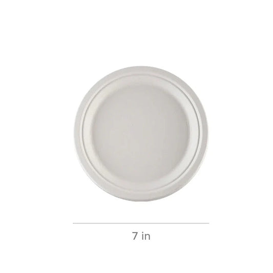 7 inch Round Plate White (Sugar Cane) - 1000 / case