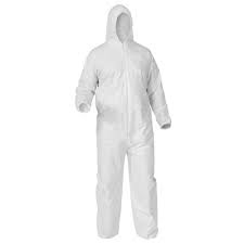 Coveralls w/Hood, Disposable, White