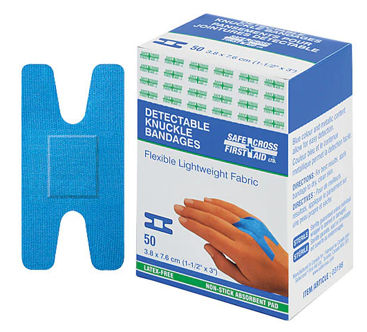 Fabric Detectable Bandages, Knuckle, 3.8 x 7.6 cm - 50/Box