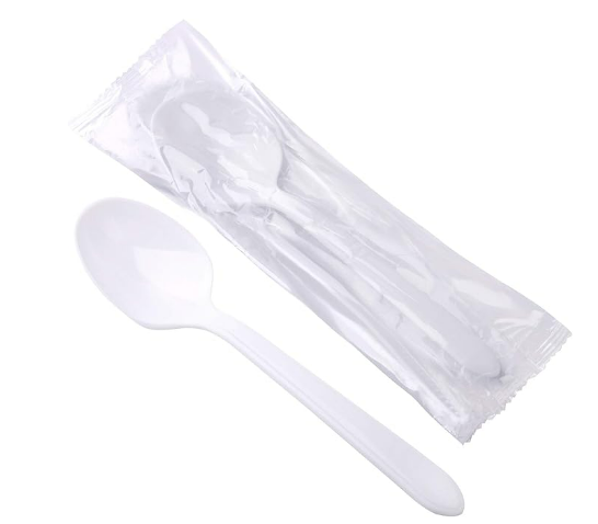 Plastic Spoons White, Medium Weight, Individually Wrapped- 1000 / Case