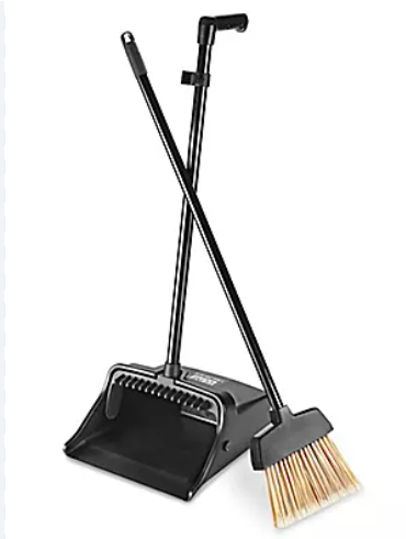 Lobby Dust Pan and Broom Set, Black- 1 Each