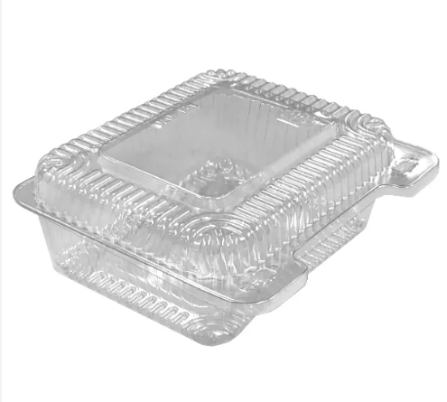 Plastic Food Container Hinged Clamshell Clear 8" x 6" x 2.5" - 500 / Case