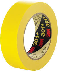 3M #301+ Yellow Masking Tape, 24mm x 55m, 36 Rolls /Case