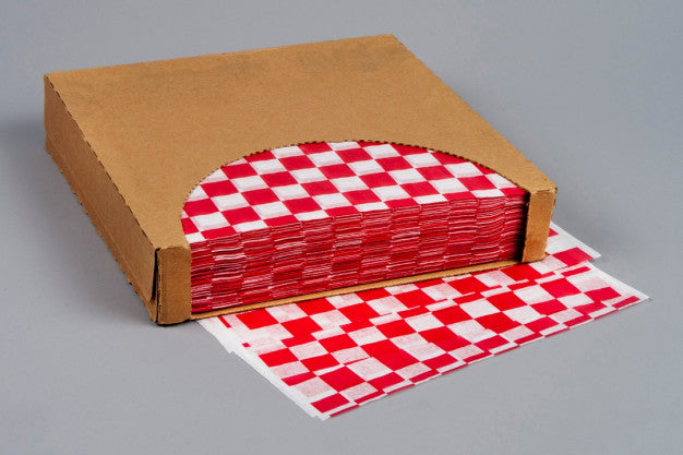 Wax Paper Red Checker - 12" x 12" -  1000 Sheets/Case