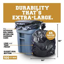 Black Garbage Bags, 48 x 60, 1.15 mil, 100 /Case