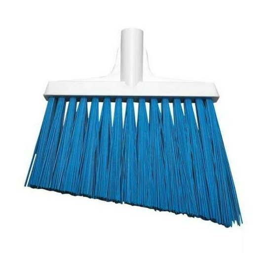 12" Angle Broom Blue with 48" Fiberglass Handle White - 1 Each