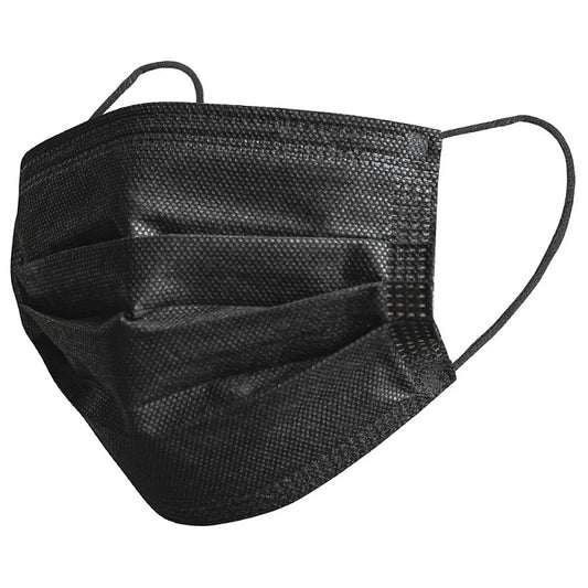 Black Pleated Disposable Mask - 50 / Box