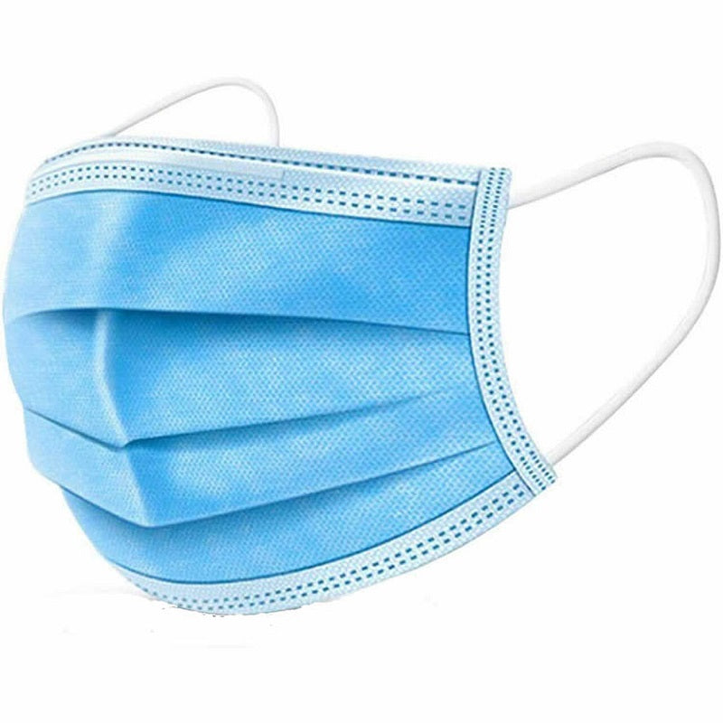 Blue Pleated Face Mask 3 Ply- 50 / Box